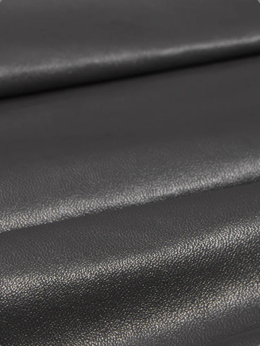 Irregularly Pleated Leather Skirt