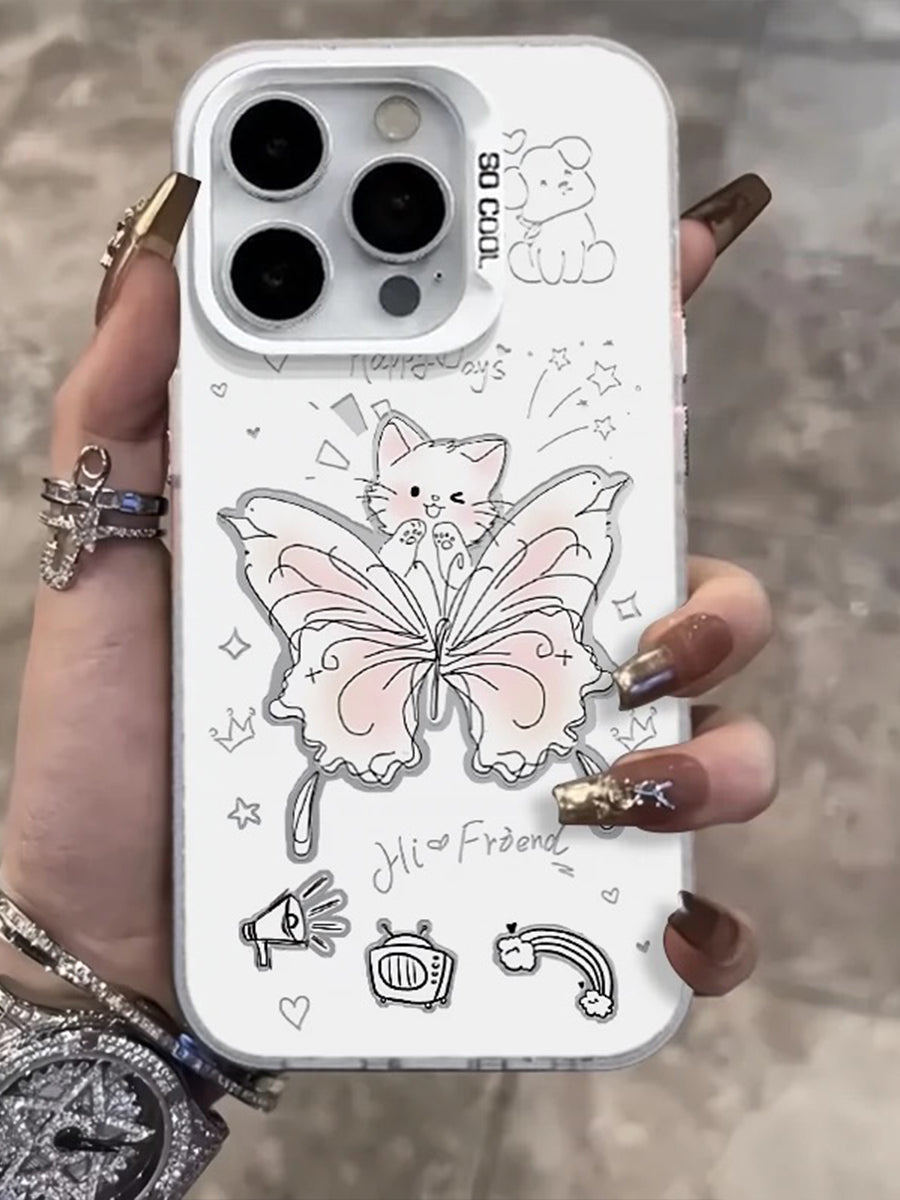 Cute Cat and Butterfly Hi Friend Phone Case