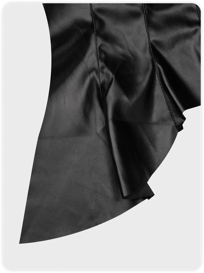 PU Irregular Hem Halter Crop Top
