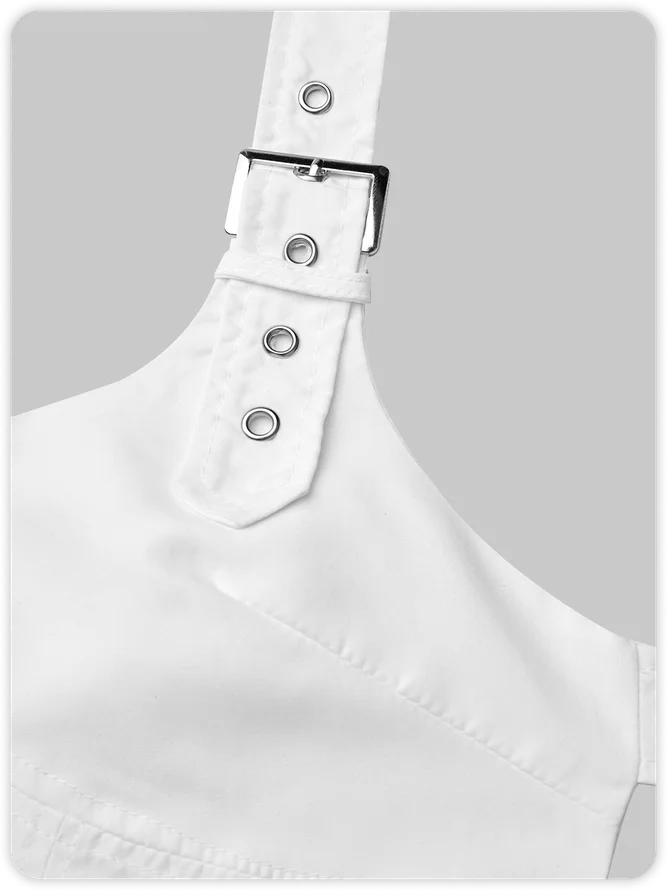White Belt Backless Halter Top