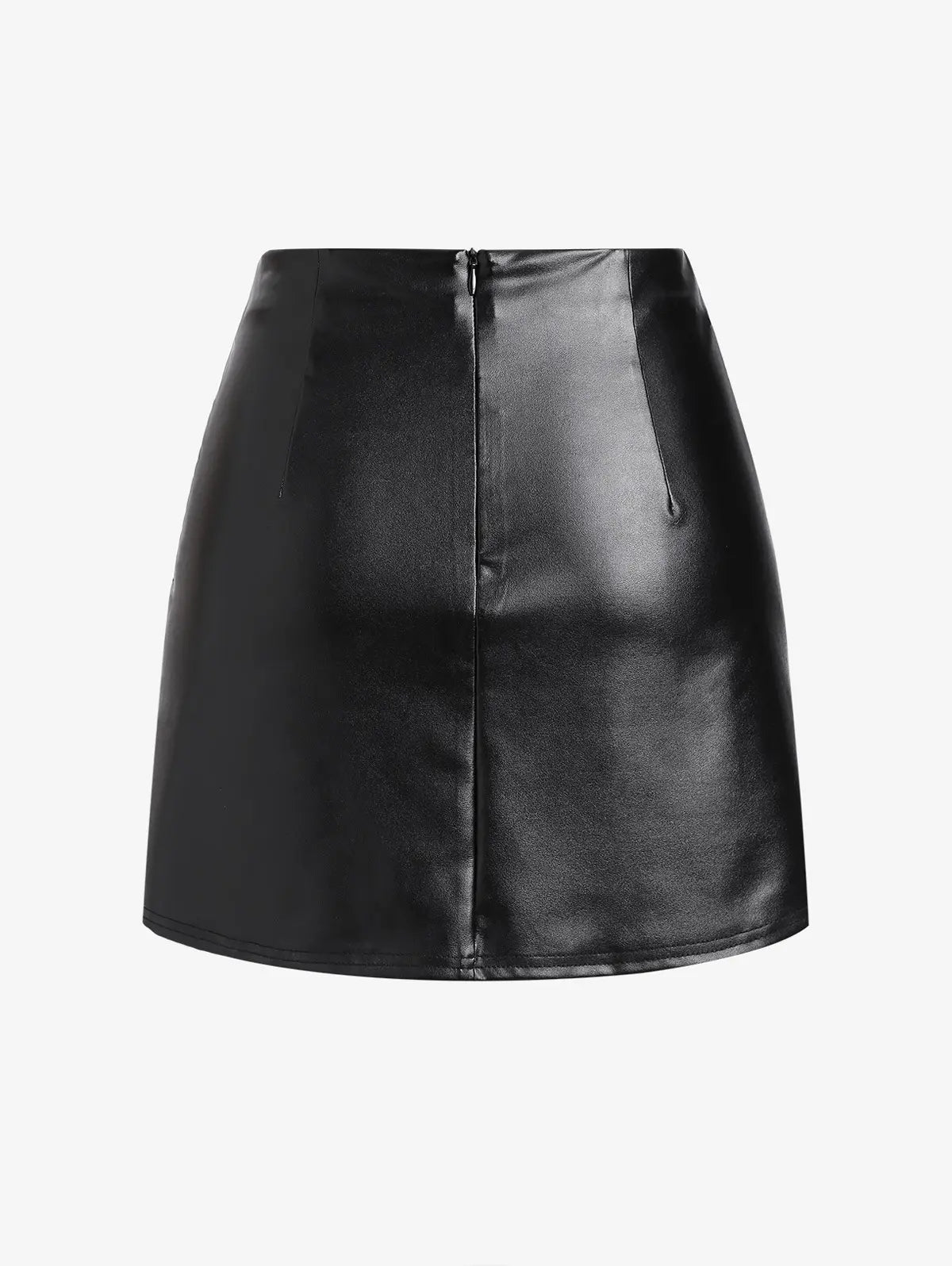 Cinched PU Slit Mini Skirt
