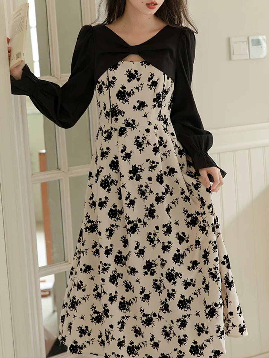 Long Sleeve Cardigan + Rose Camisole Dress Two Piece Set