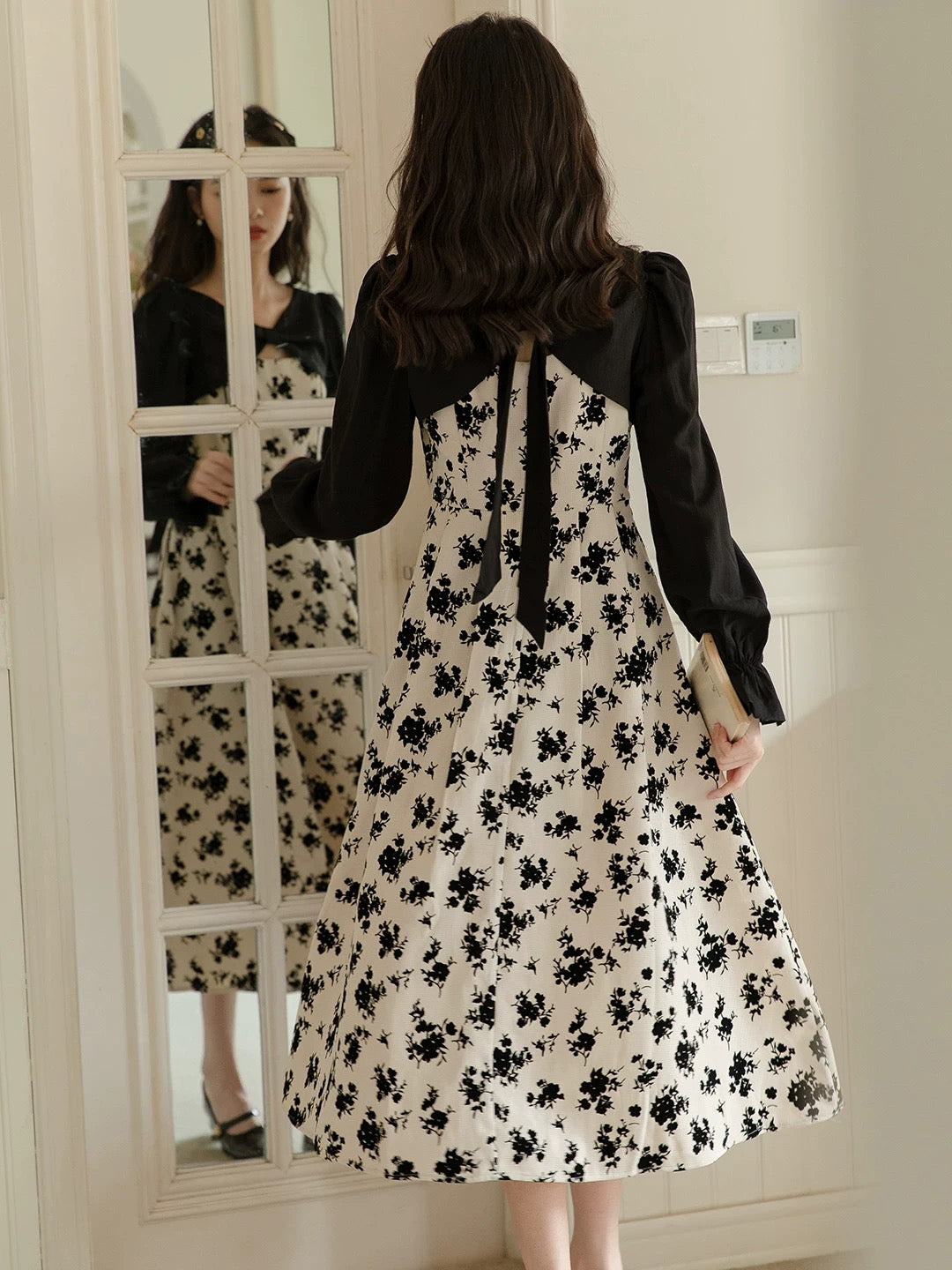 Long Sleeve Cardigan + Rose Camisole Dress Two Piece Set