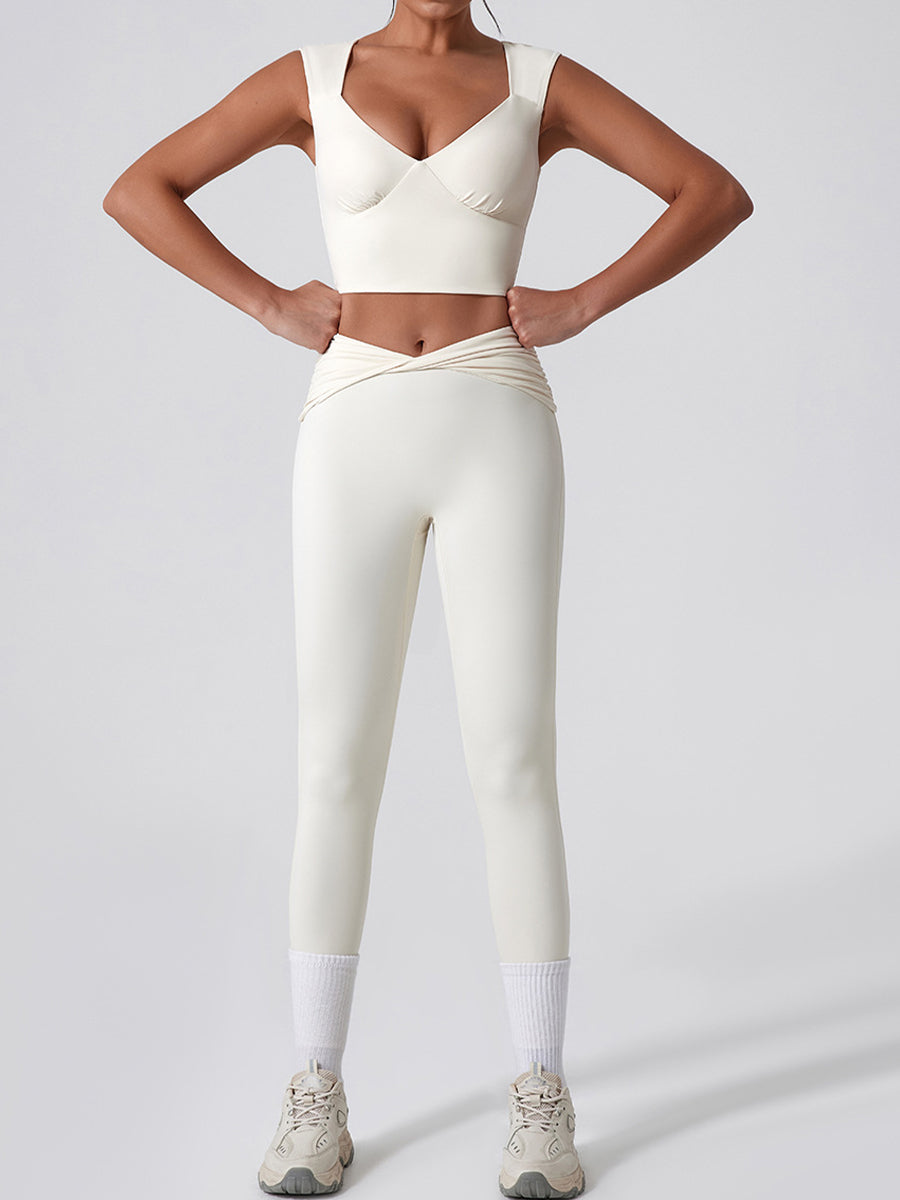 2pcs Sports Tank and Leggings Skin-Friendly Sports Set Workout Set Fitness Yoga Suit
