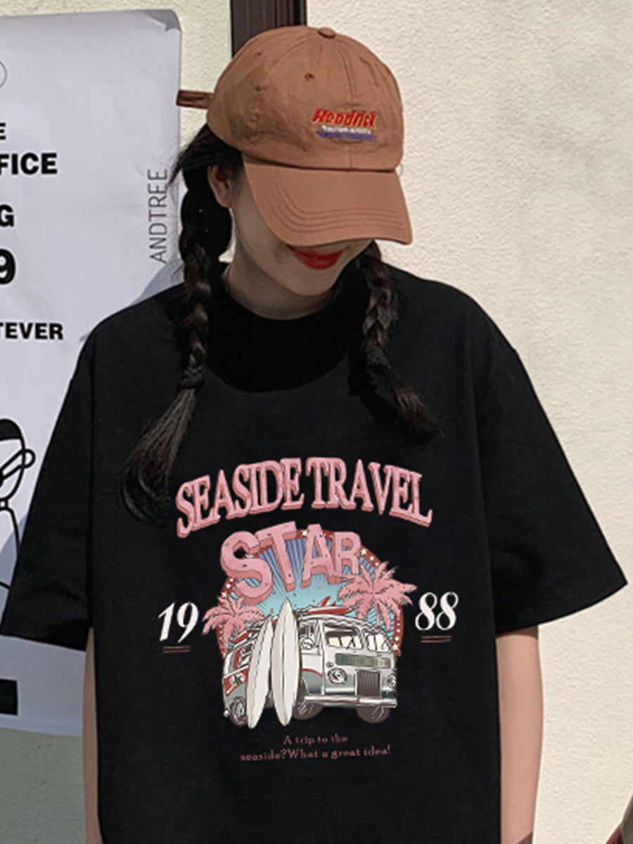 Casual Printed T-Shirt Oversized Top