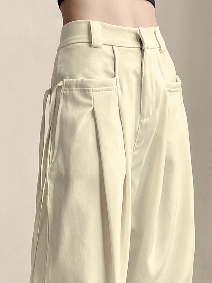 Lace-up Pockets Casual Pants