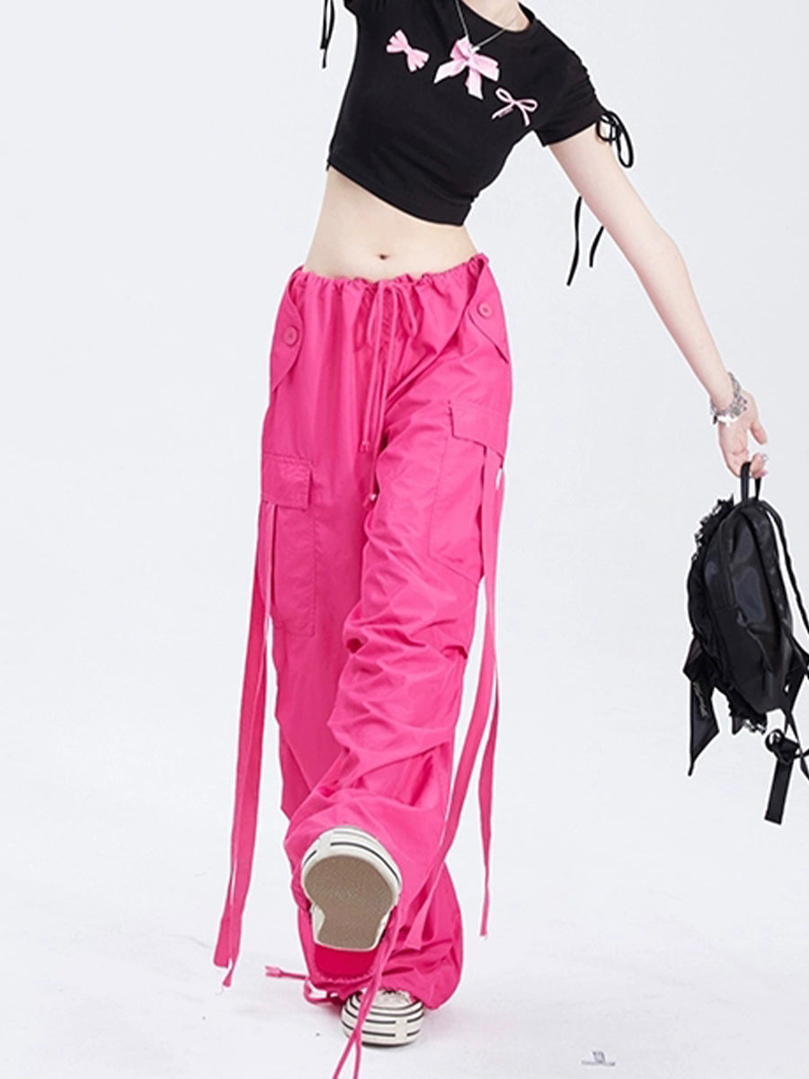 Solid Color Drawstring Hip Hop Casual Pants