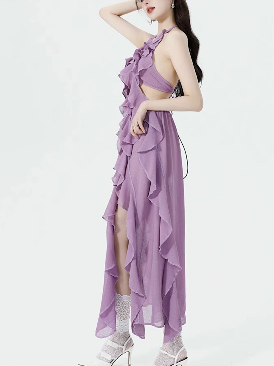 Sleeveless Tassel Slim Long Dress