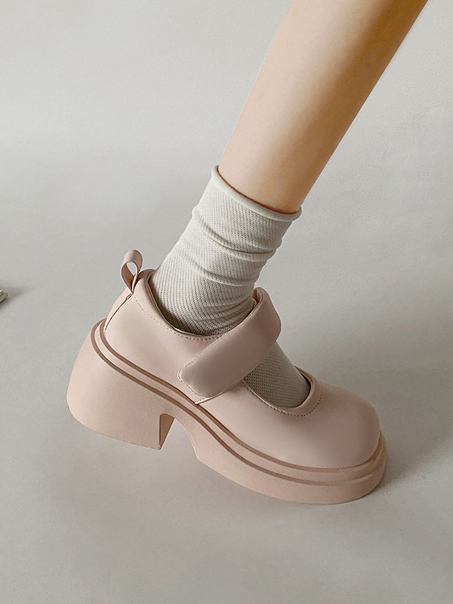 Soft Cloud Velcro Mary Jane Chunky Pumps Shoes(No Socks)