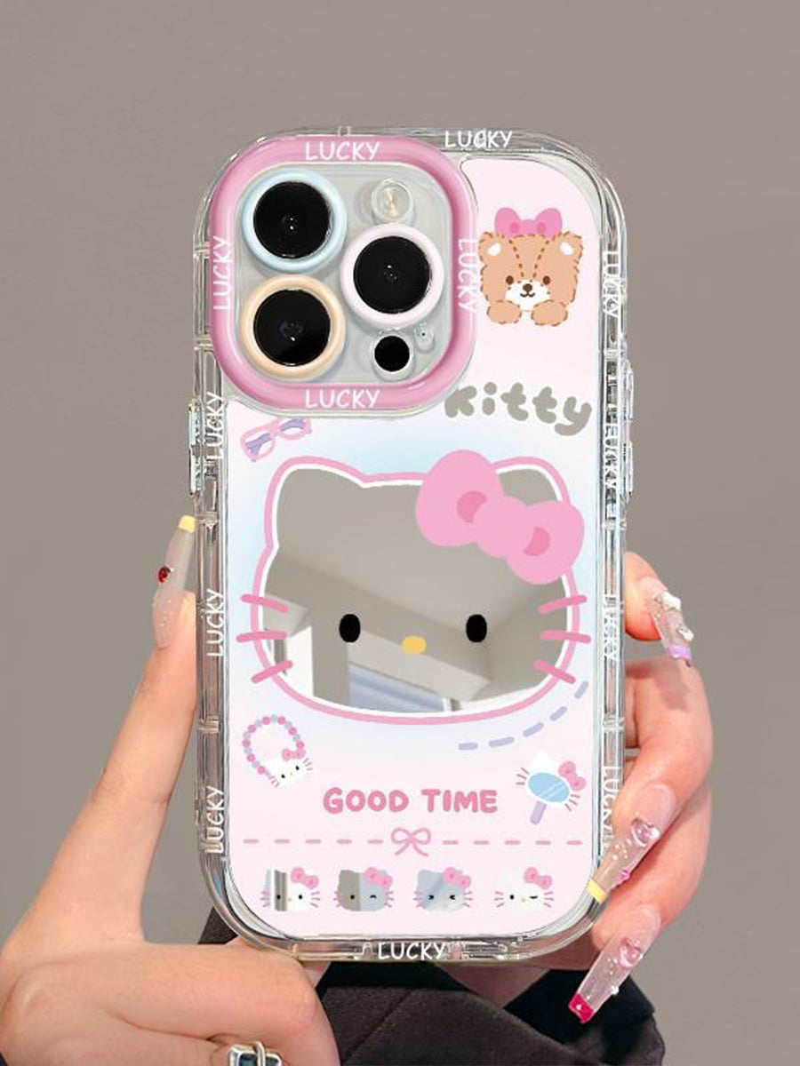 Cute Cat Pink Mirror Drop-proof Phone Case