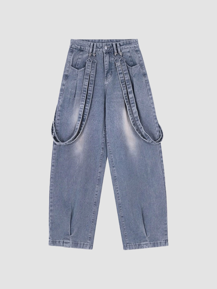 High Waisted Blue Loose Jeans
