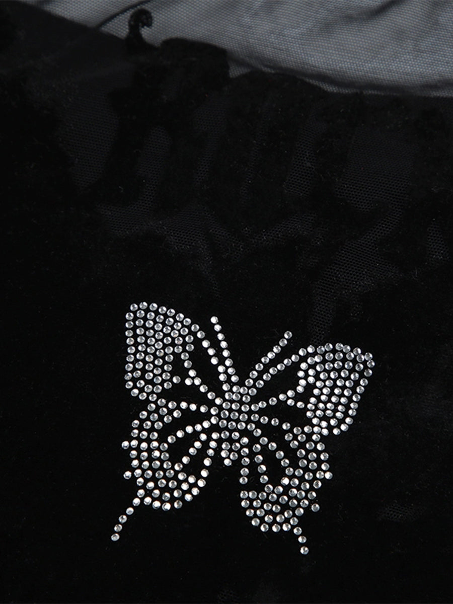 V-Neck Long Sleeve Black One Piece Top Bodysuit