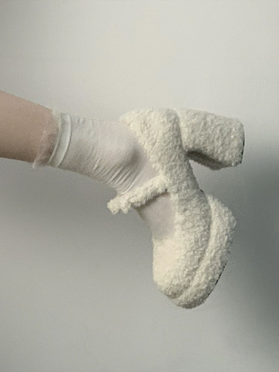 Chunky Heels Fluffy Mary Jane Shoes