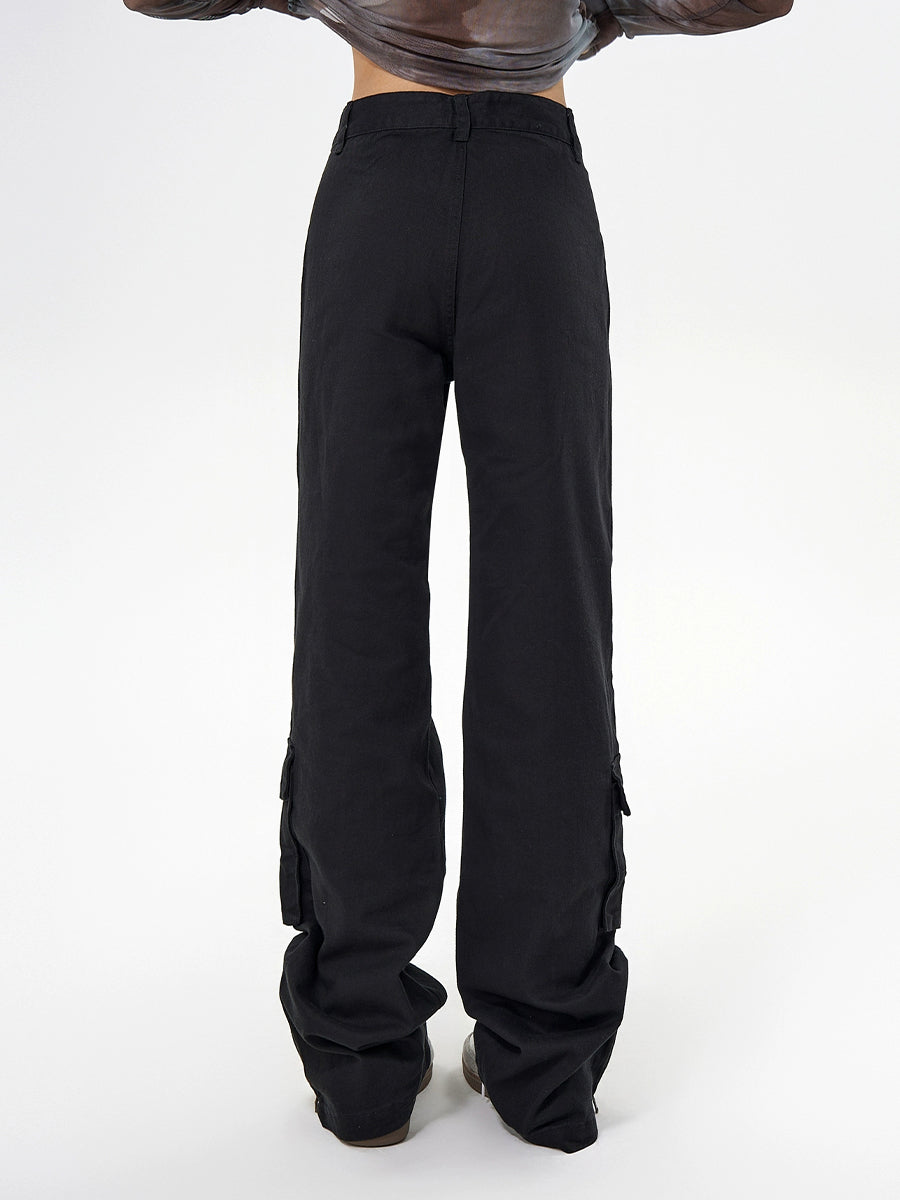 Solid Color Loose Multi-Pocket Casual Pants