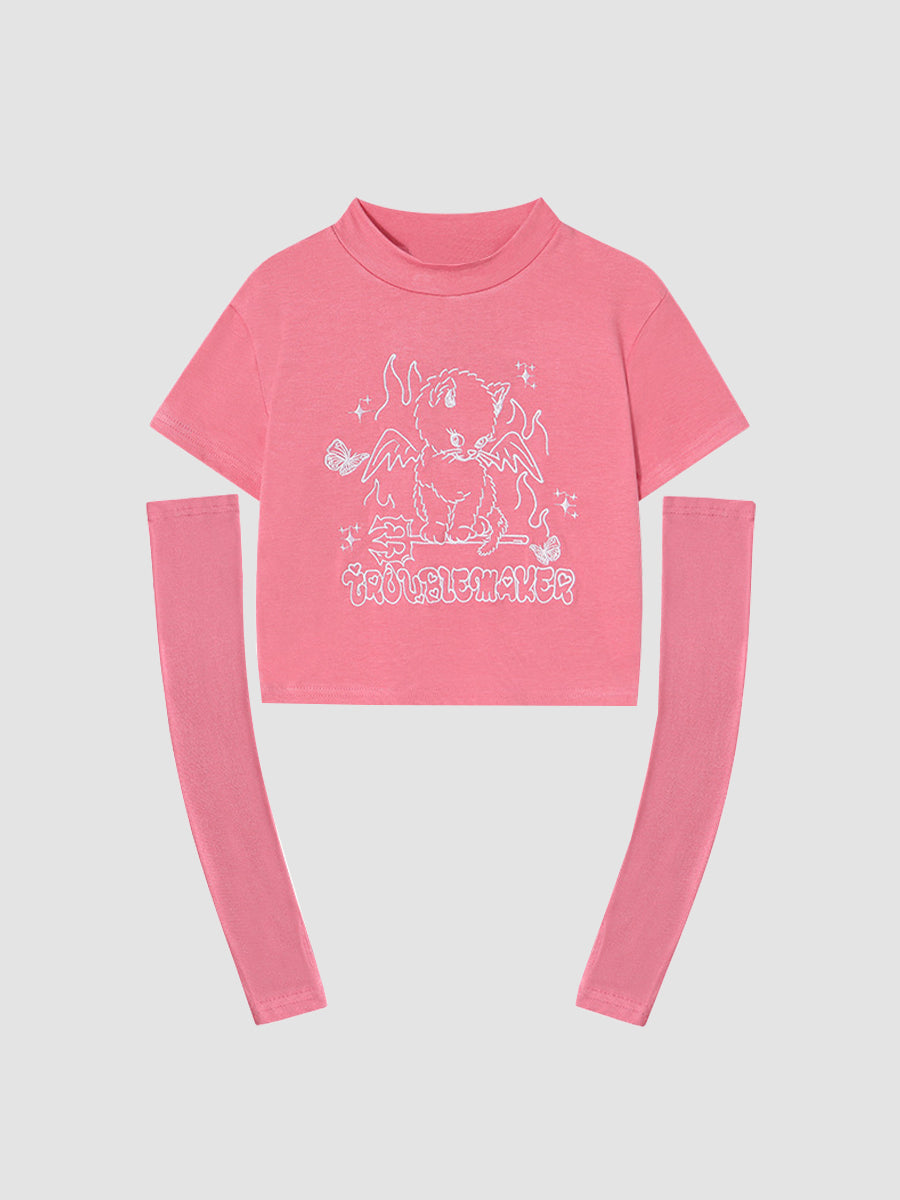 Tight Crop Top with Sleeves