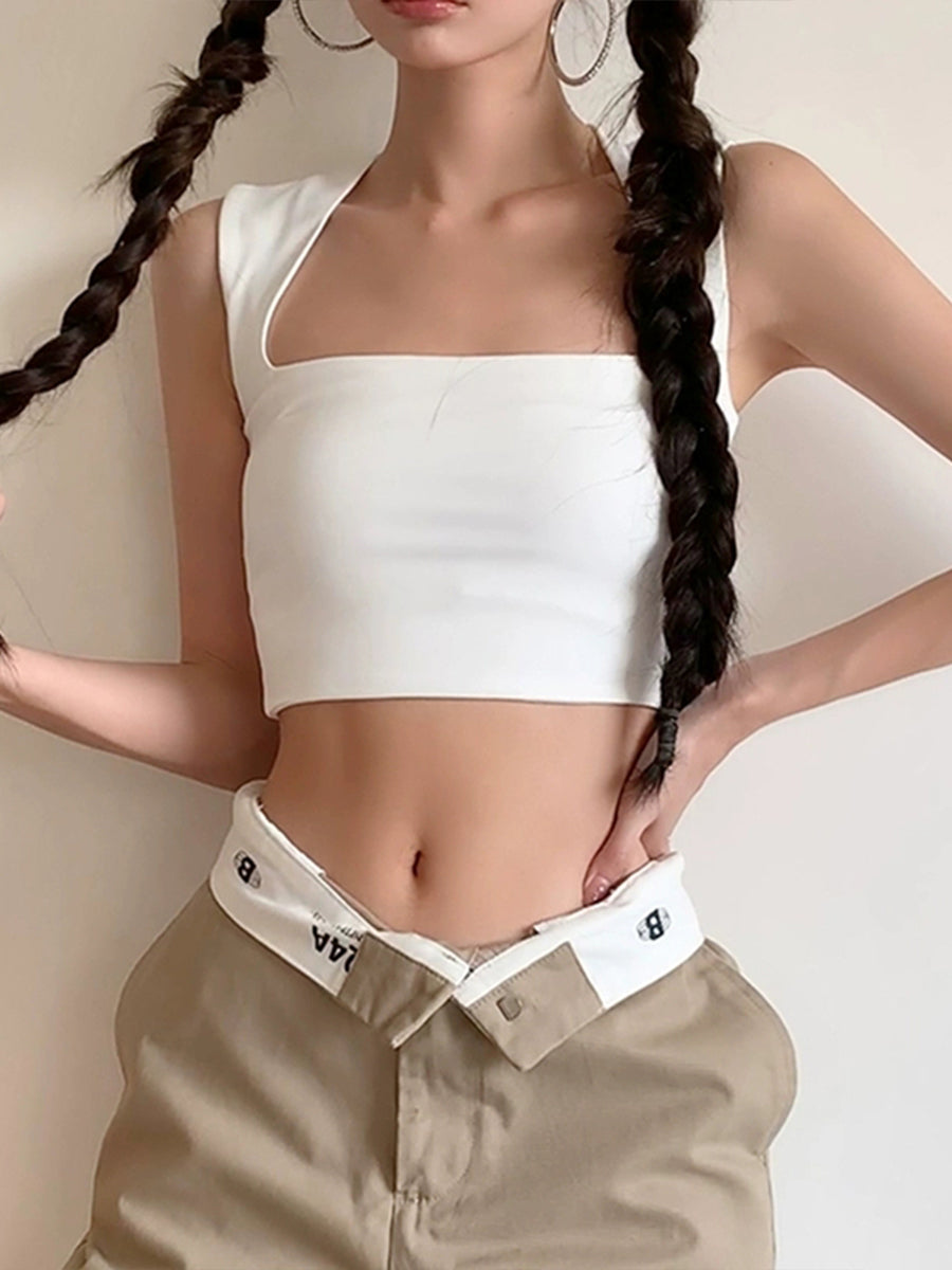 White Slim Fit Tank Top