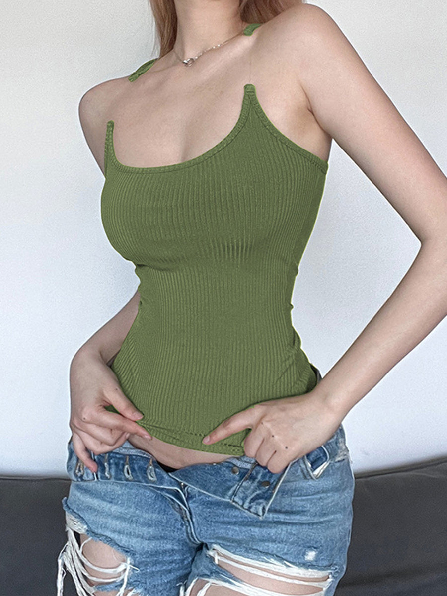 Clear Strap Knitted Cami Top