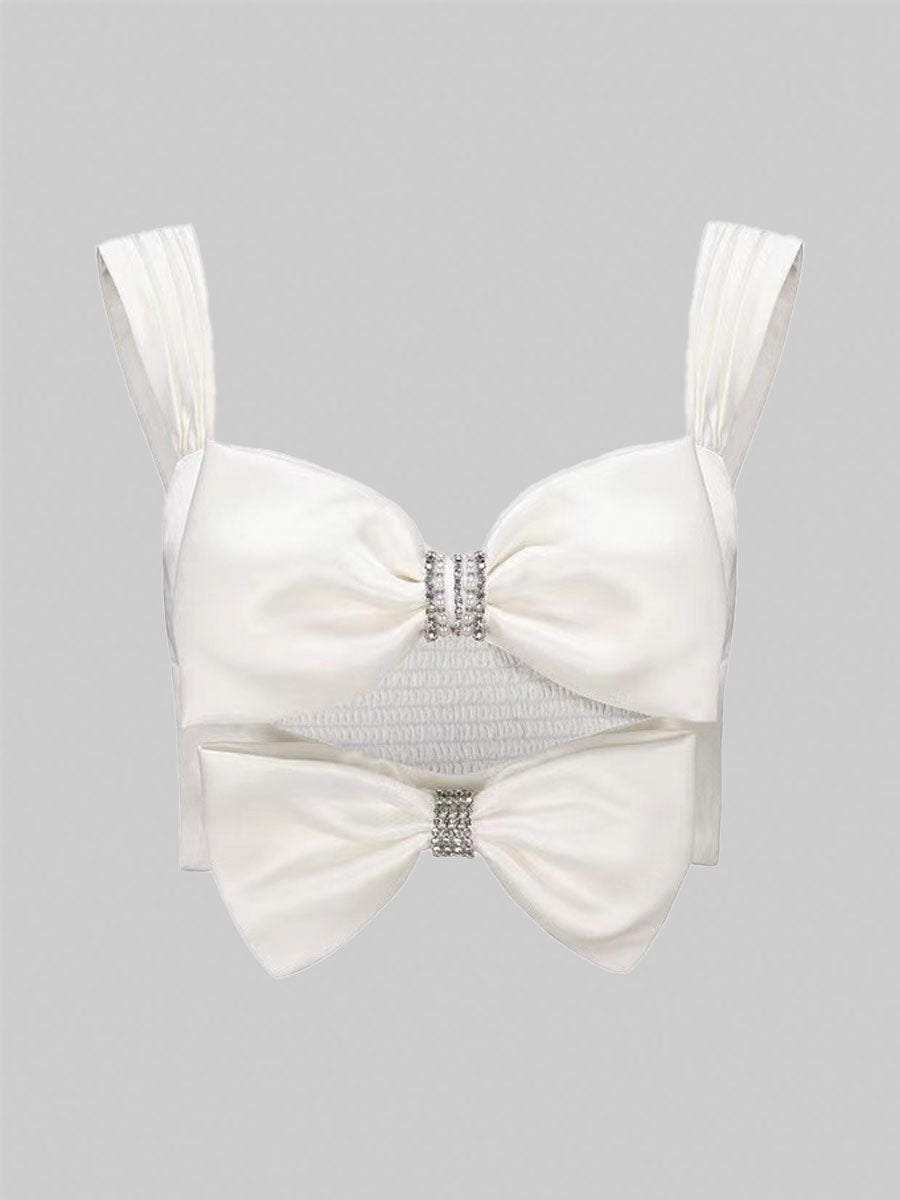 Solid Color Satin Bow Cami Top