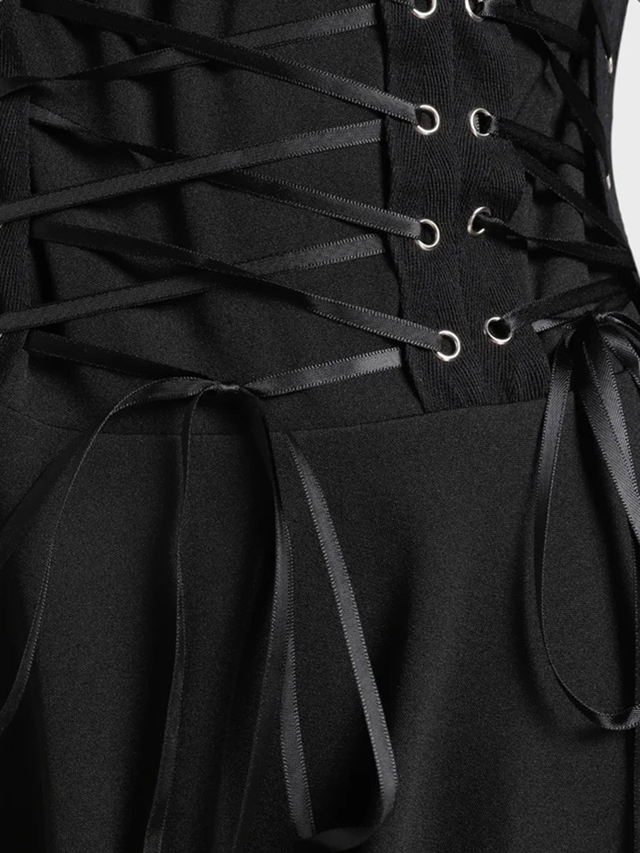 Irregular Black Straps Dress