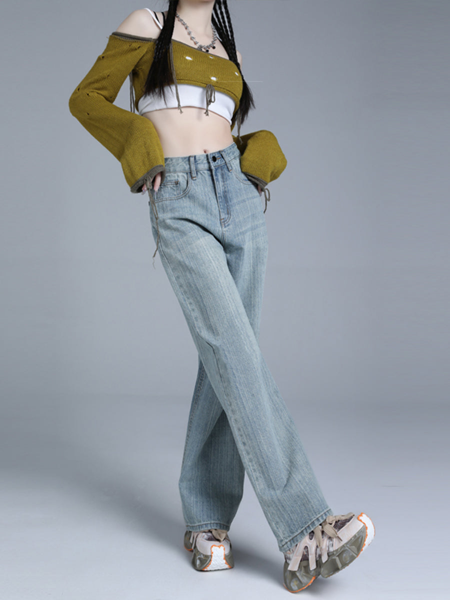 Light Blue Denim Ripped Jeans