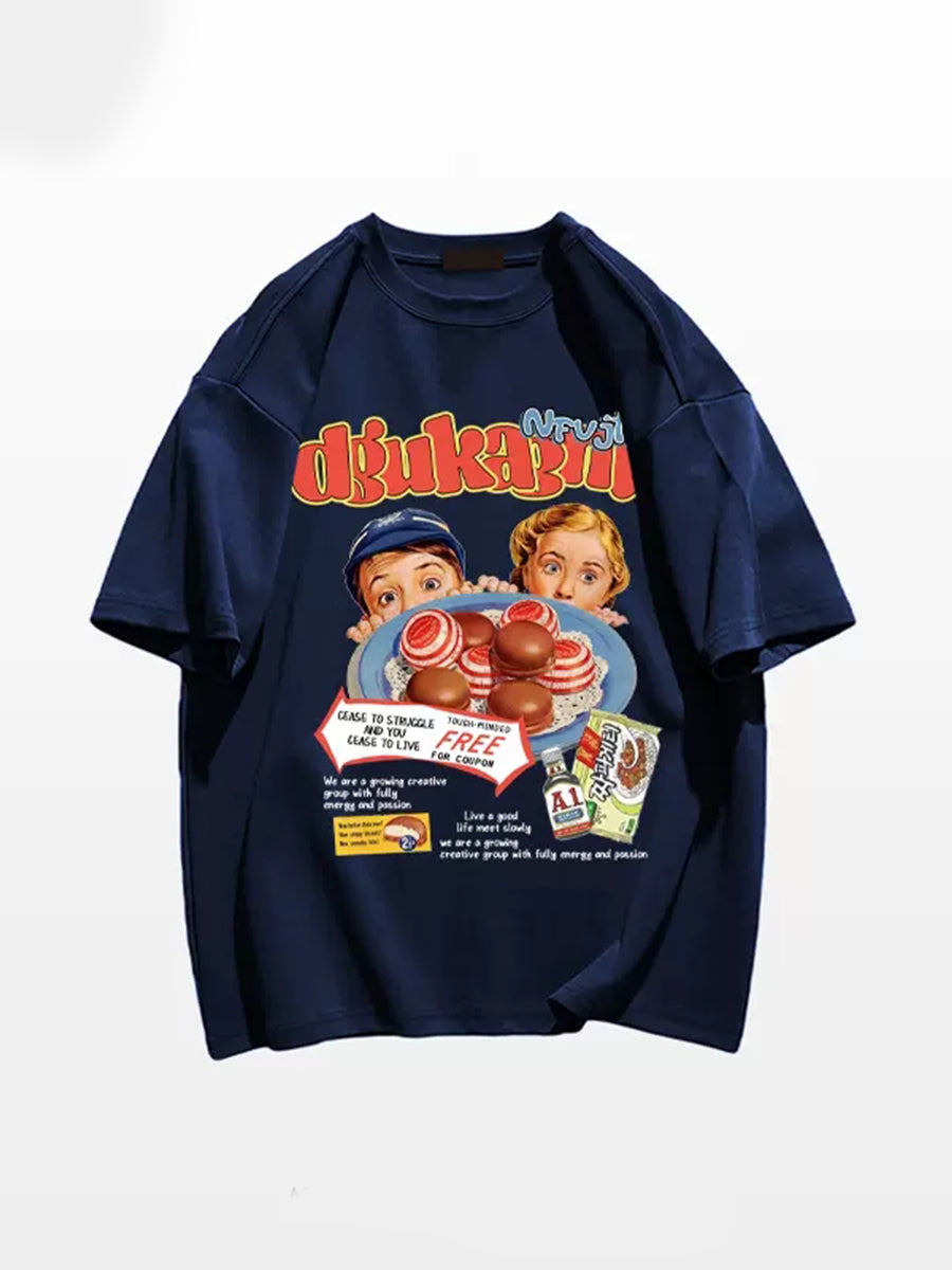 Kids Print Oversize Short Sleeve Top