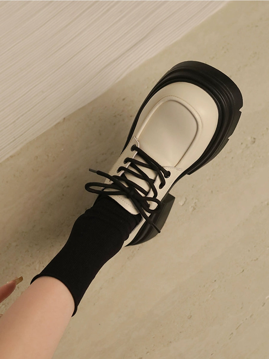 Chunky Heeled Lace-up Pumps