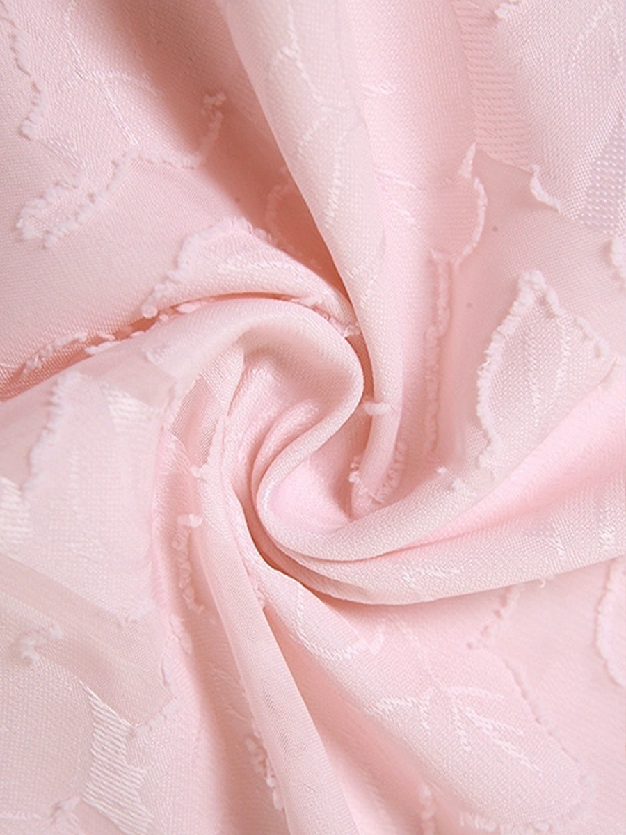 Sheer Lace Pink Floral Midi Dress