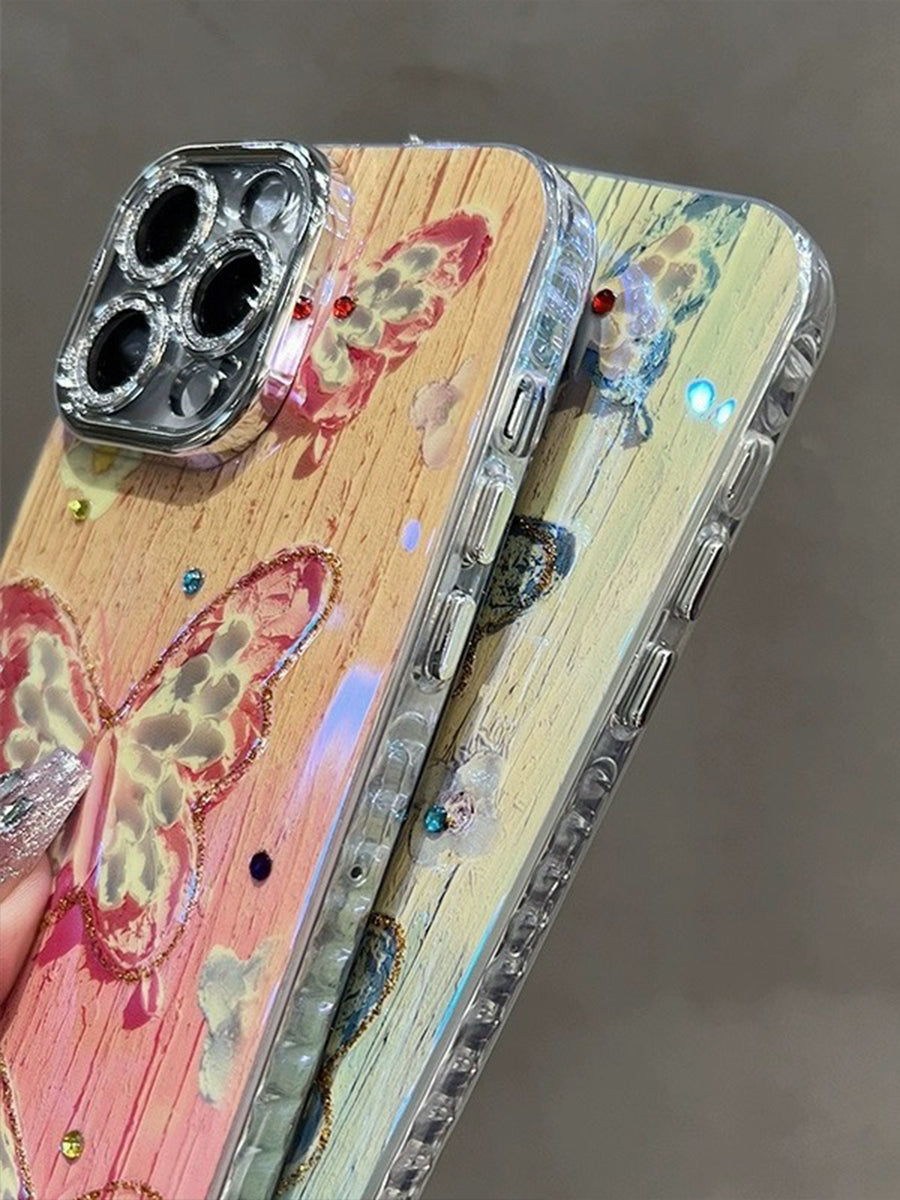 Blue Pink Glitter Butterfly Phone Case