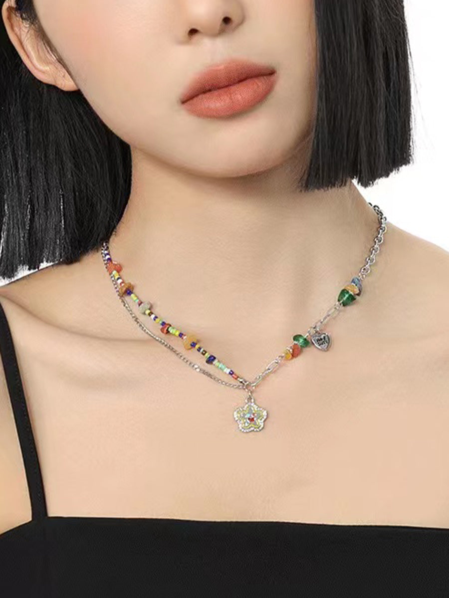 Smile Flower Rainbow Necklace