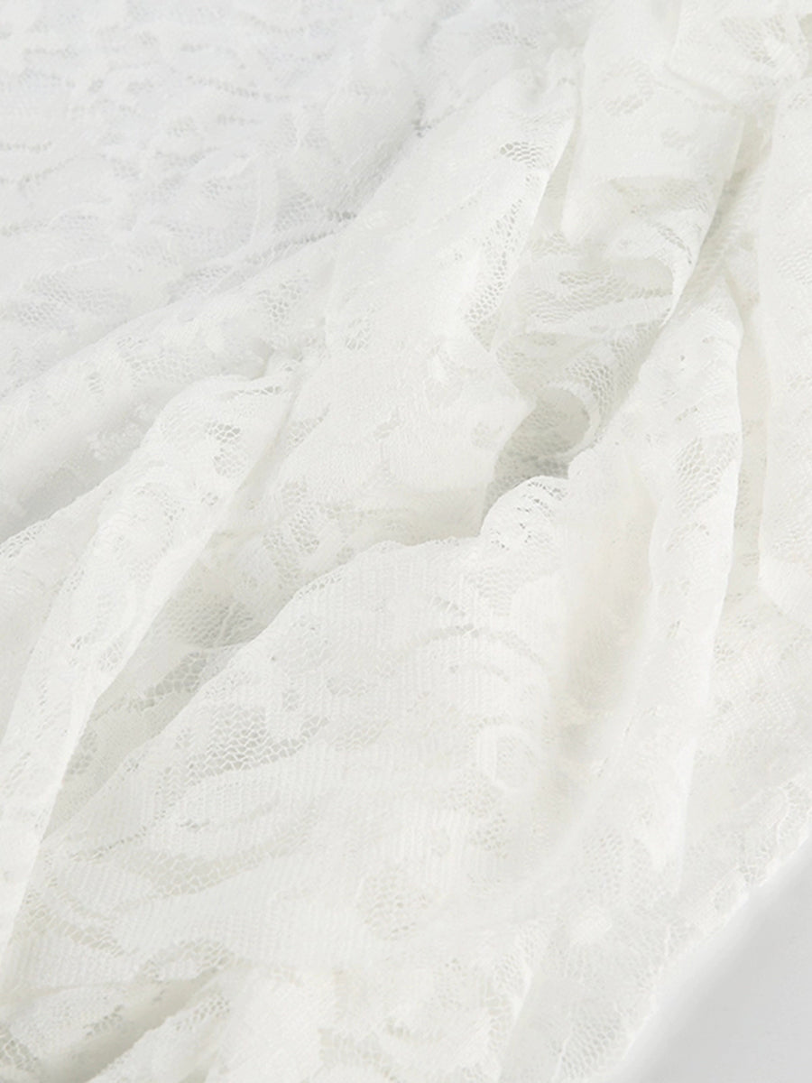 Irregular Lace Hem Split Midi Skirt