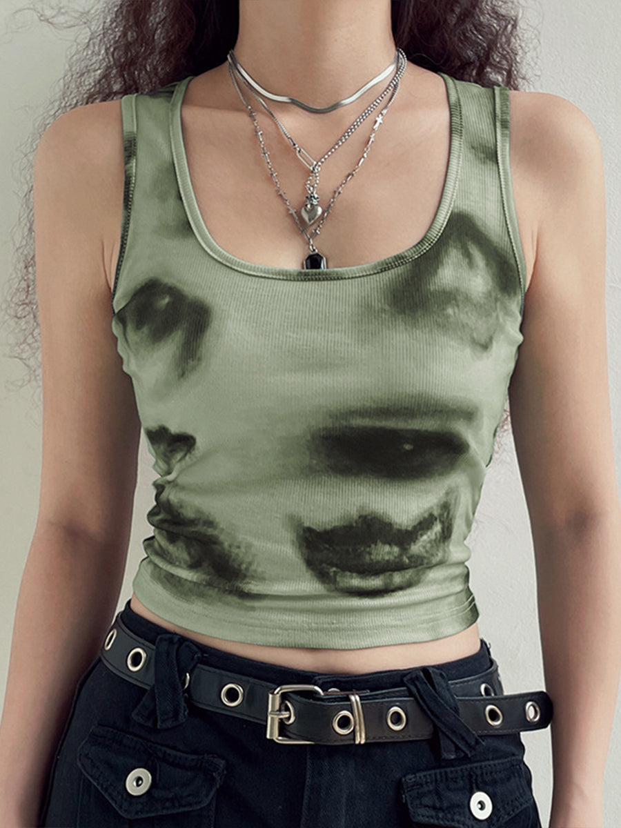 Green Tie-Dye Tank Top