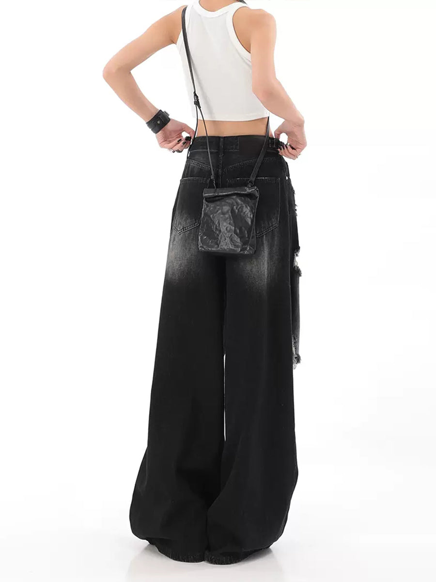 Vintage Ripped Denim Straight Loose Jeans
