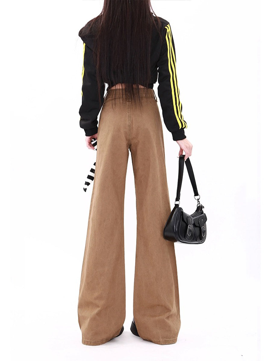 Zipper Pocket Loose Fit Denim Jeans