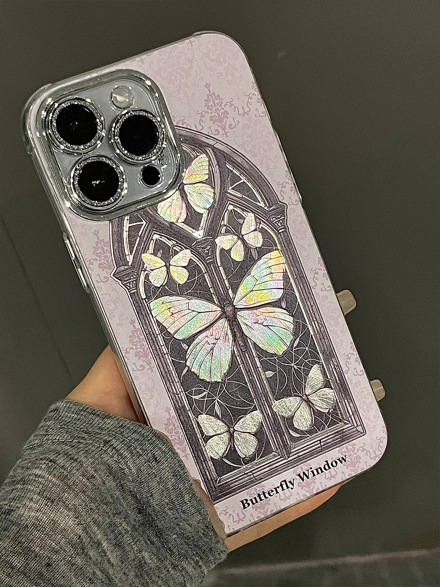 Butterfly Flower Window Mirror Phone Case