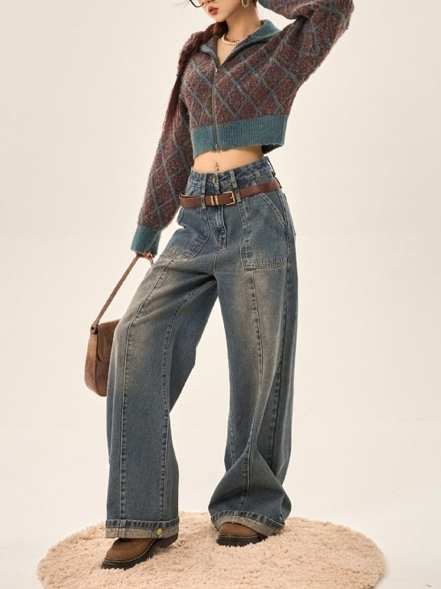 Vintage Loose Fit High Waist Y2K Straight Leg Denim Jeans