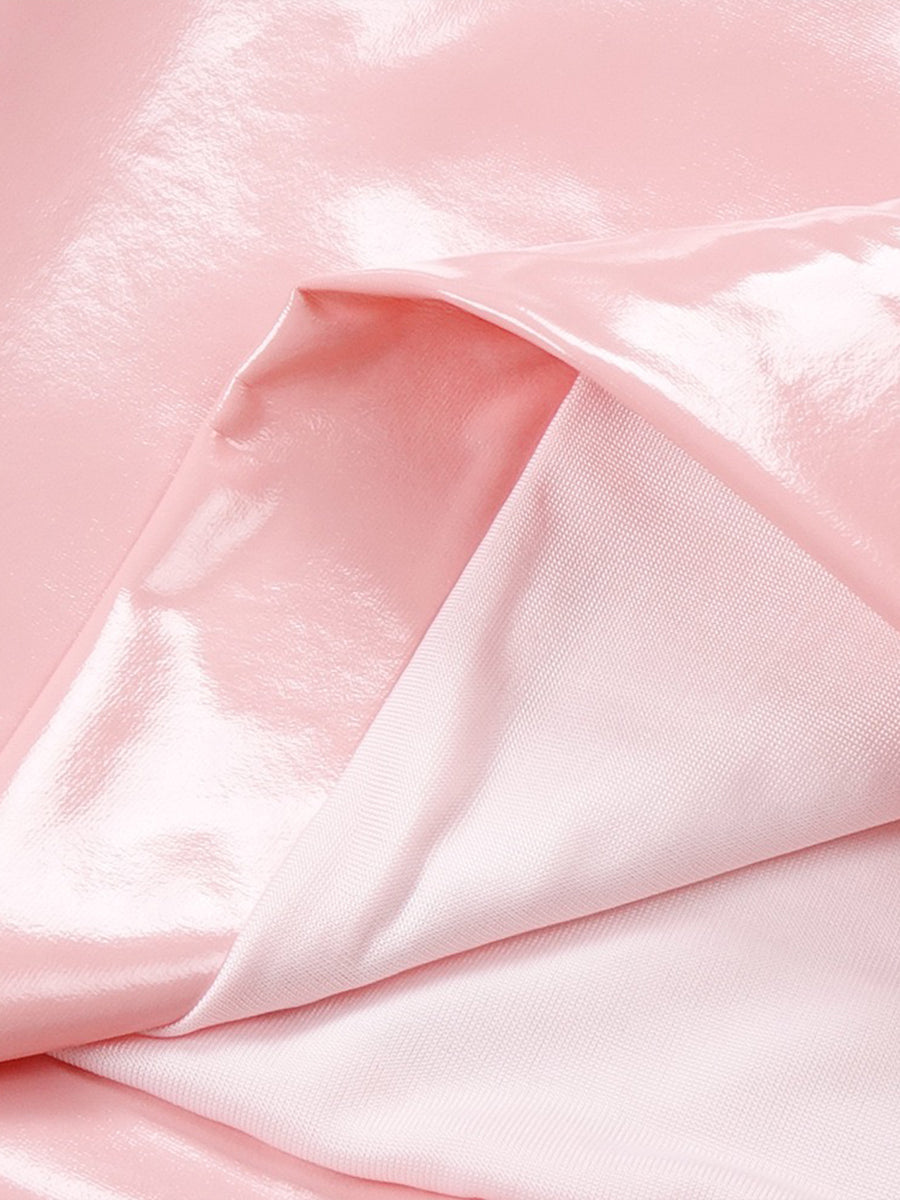 Pink Leather Cami Top + Tight Skirt Set