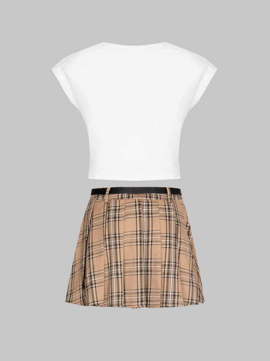 Solid Color Stretchy Short Sleeve Crop Top