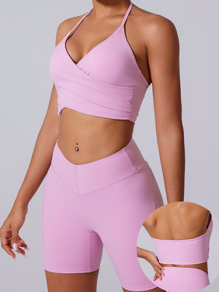 2pcs Sports Bras and Shorts Skin-Friendly Sports Set Workout Set Fitness Yoga Suit