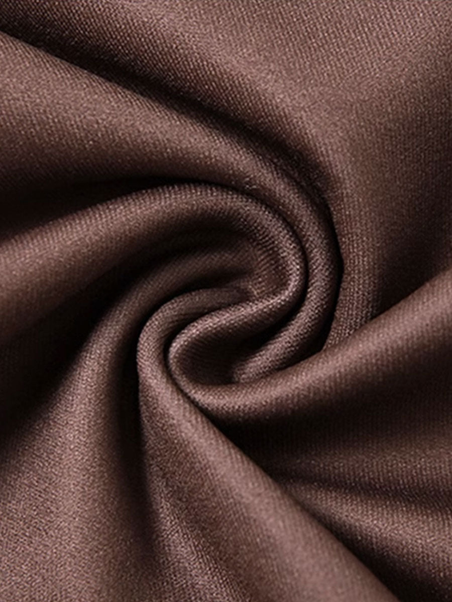 Brown Shoulder Hanky Hem Long Sleeve Knit Top