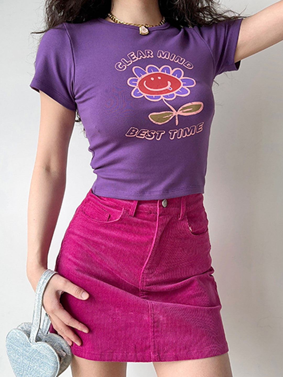 Purple Floral Crop Top