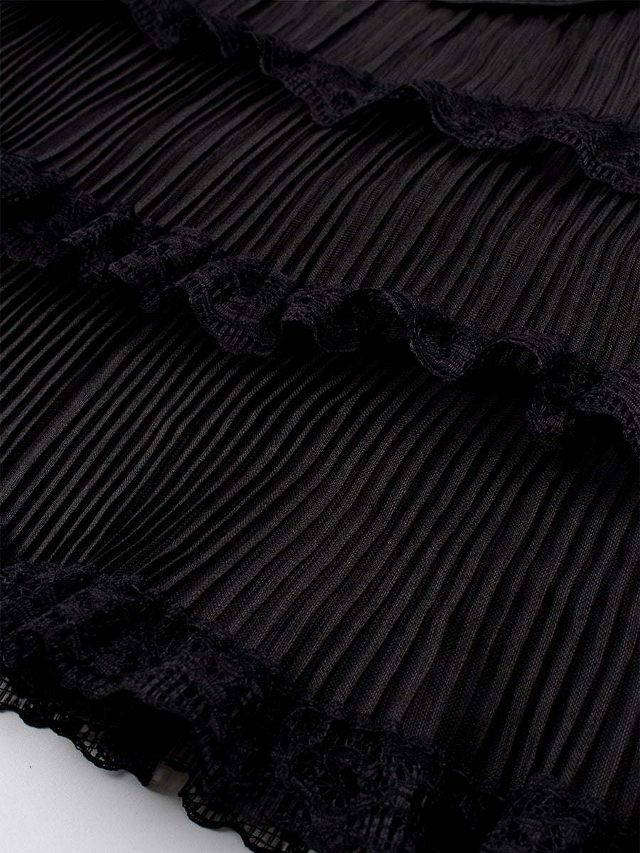 Solid Color Multi-layer Patchwork Silk Lace Skirt