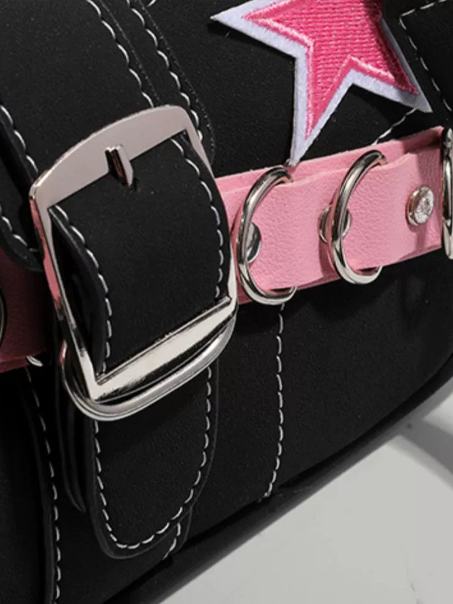 PU Leather Y2K Pink and Black Bag