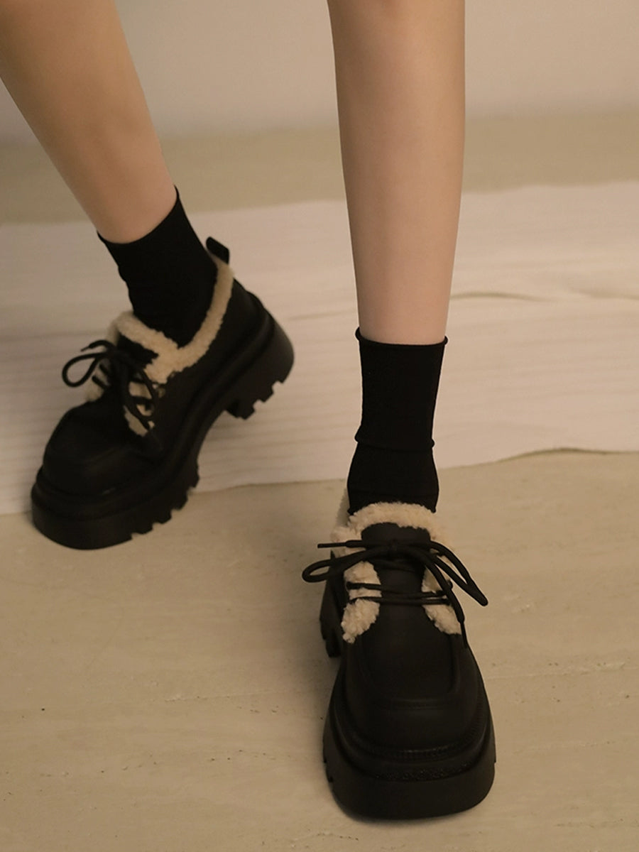 Chunky Heeled Lace-up Pumps