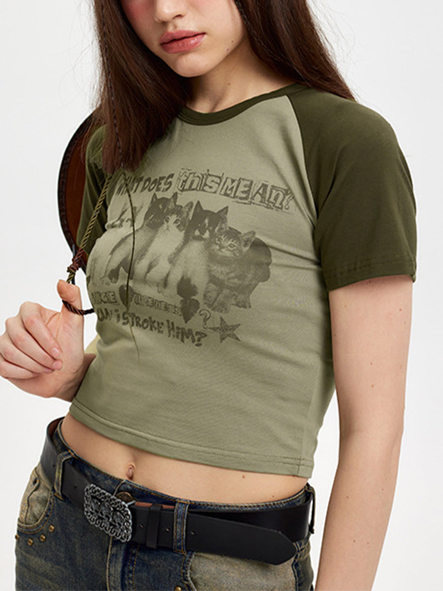 Patchwork Printed Crop Top