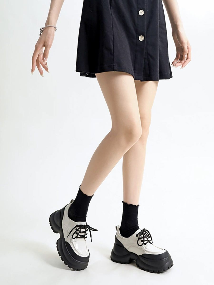 Women's Fashion Chunky Heeled Lace-up Pumps Shoes