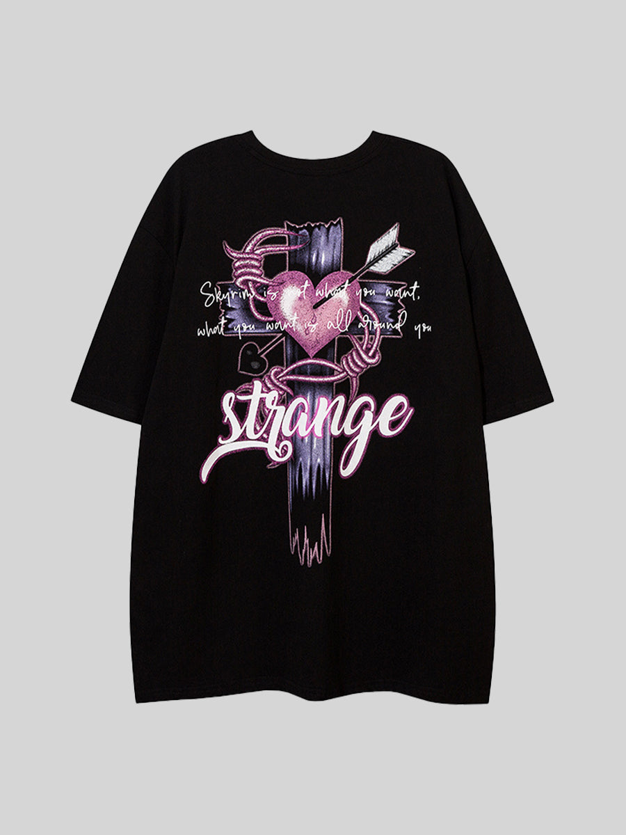 Love Cross Oversize Short Sleeve Top