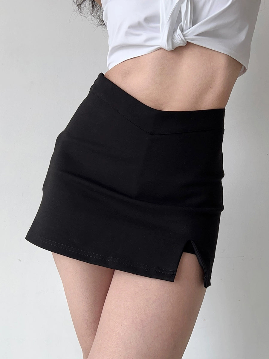 Solid Color Slim Irregular Skirt