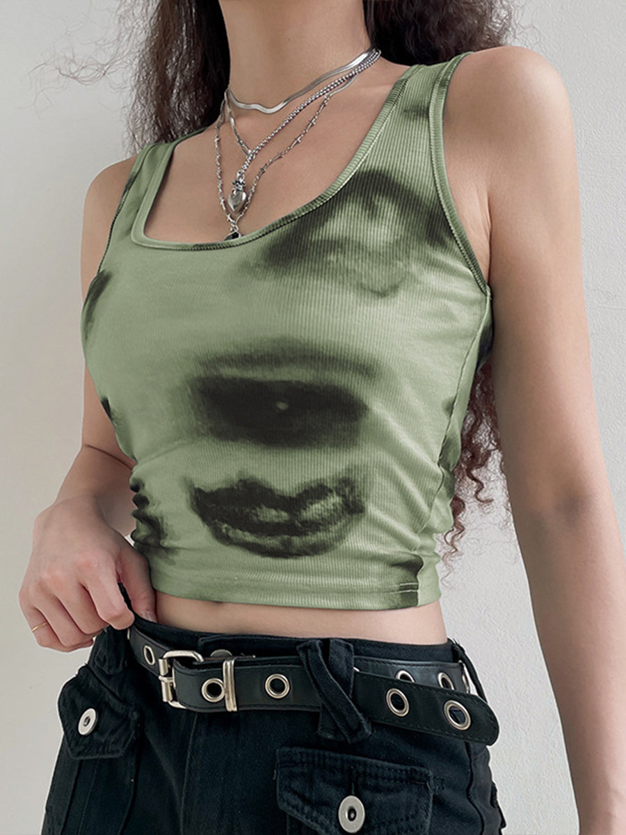 Green Tie-Dye Tank Top