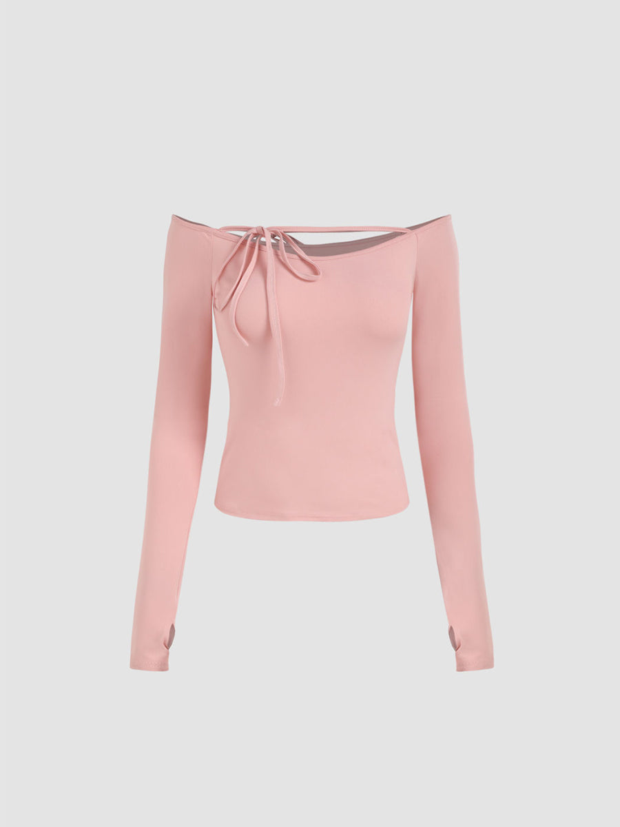 Cotton Long Sleeve Halter Top