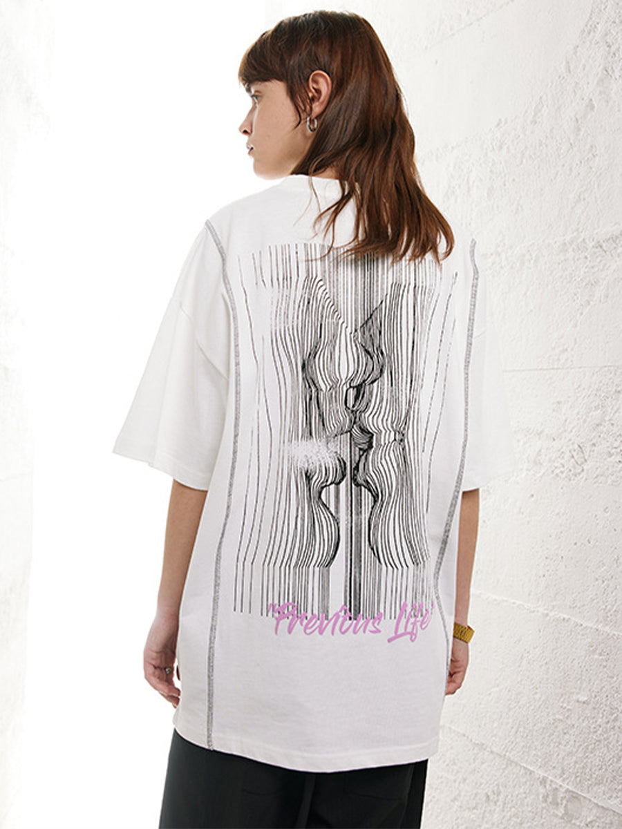 Reversible Print Oversized T-Shirt Top